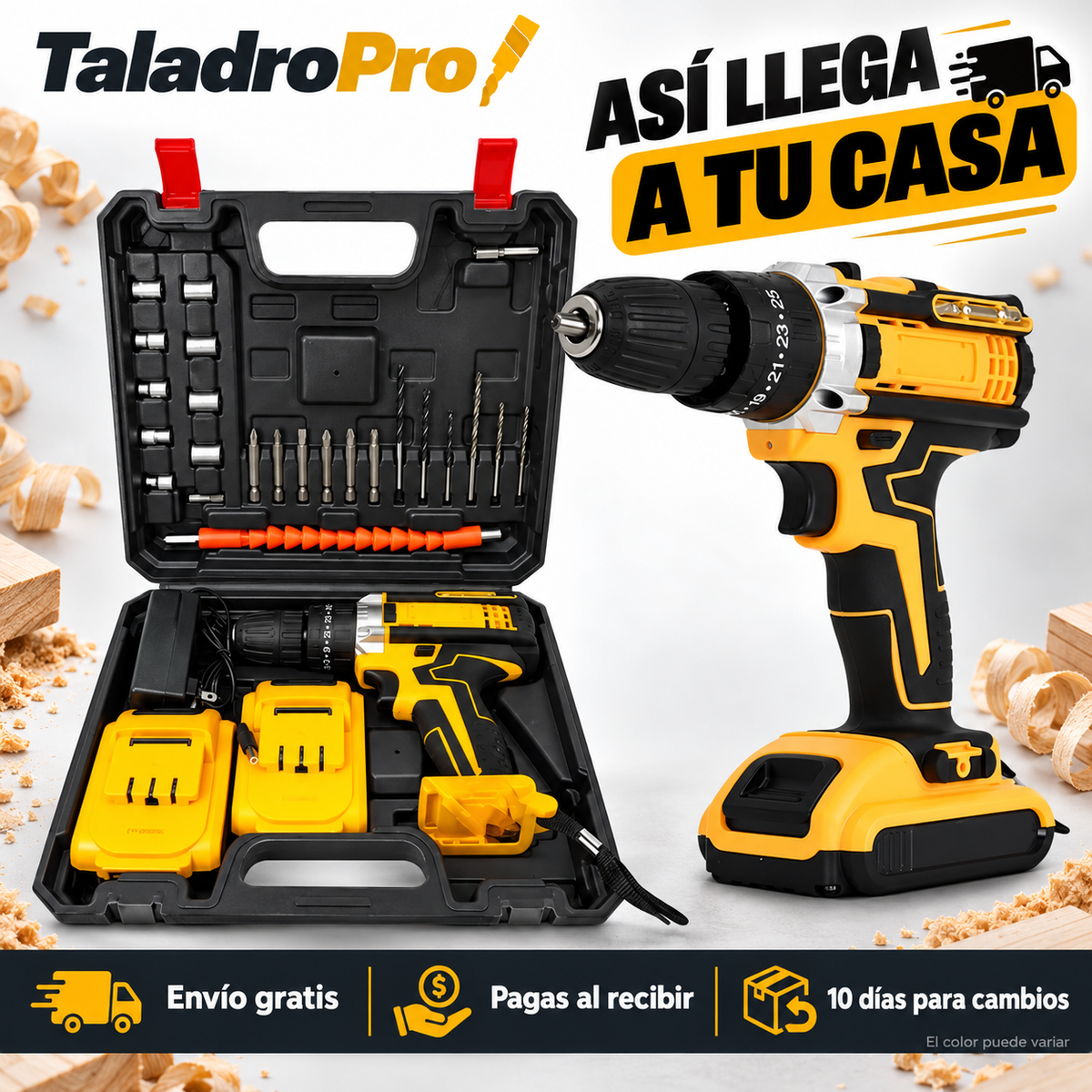 TaladroPro – Taladro Inalámbrico con 2 Baterías y Maletín
