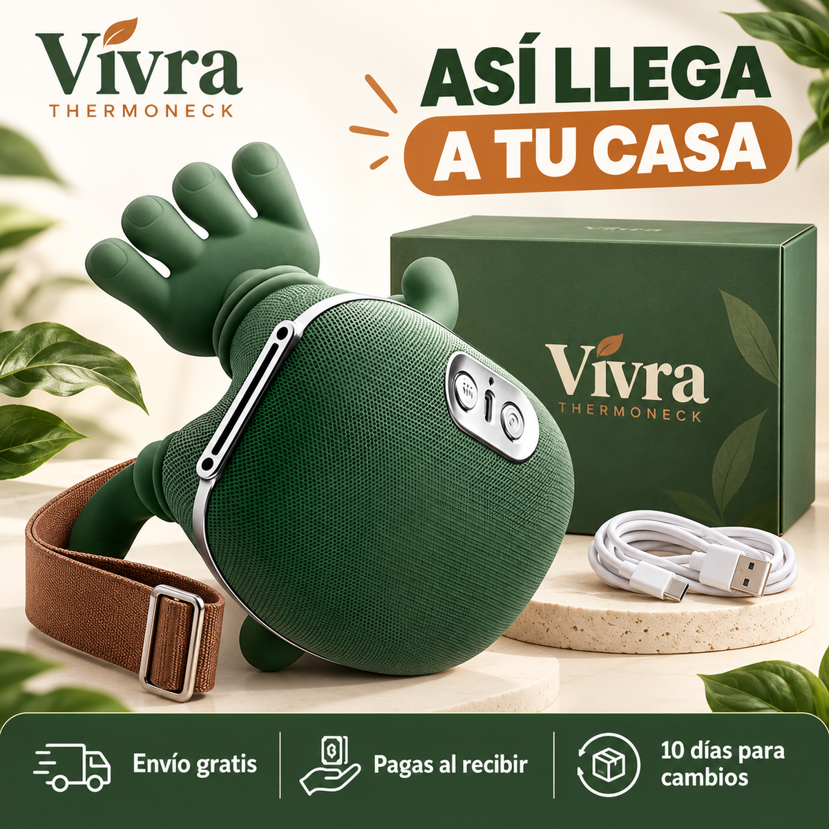 Vivra ThermoNeck – Masajeador de Cuello con Calor y 3 Modos