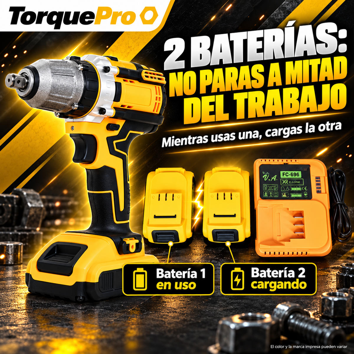 TorquePro – Llave de Impacto Inalámbrica 320 N·m con 2 Baterías