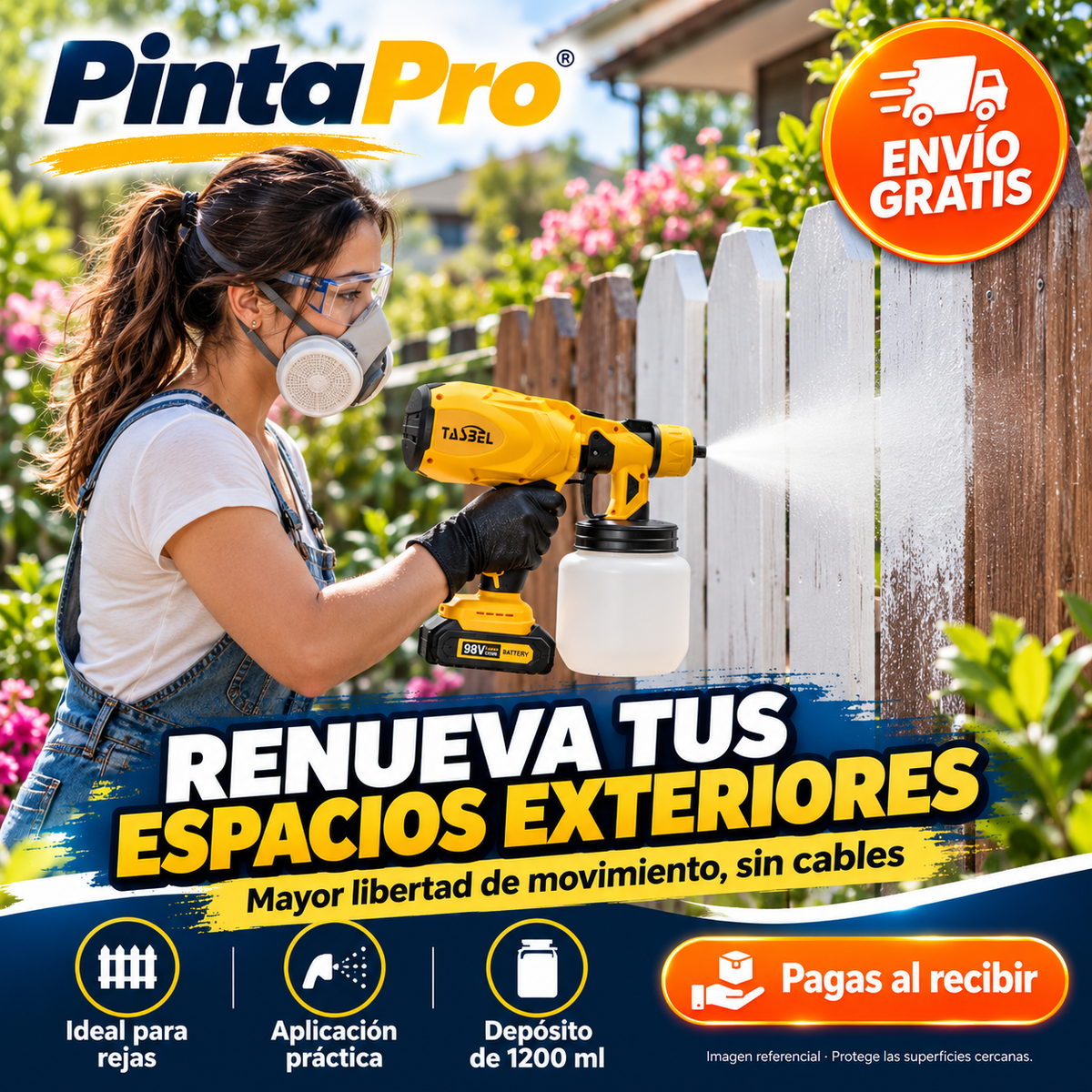 PintaPro – Pistola para Pintar Inalámbrica con 2 Baterías