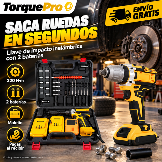 TorquePro – Llave de Impacto Inalámbrica 320 N·m con 2 Baterías