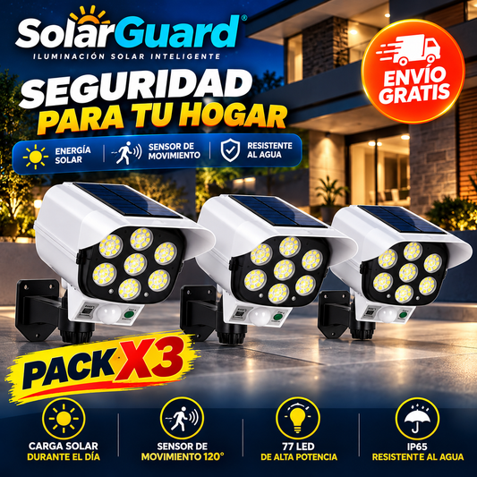 SolarGuard – Pack 3 Focos Solares LED con Sensor de Movimiento