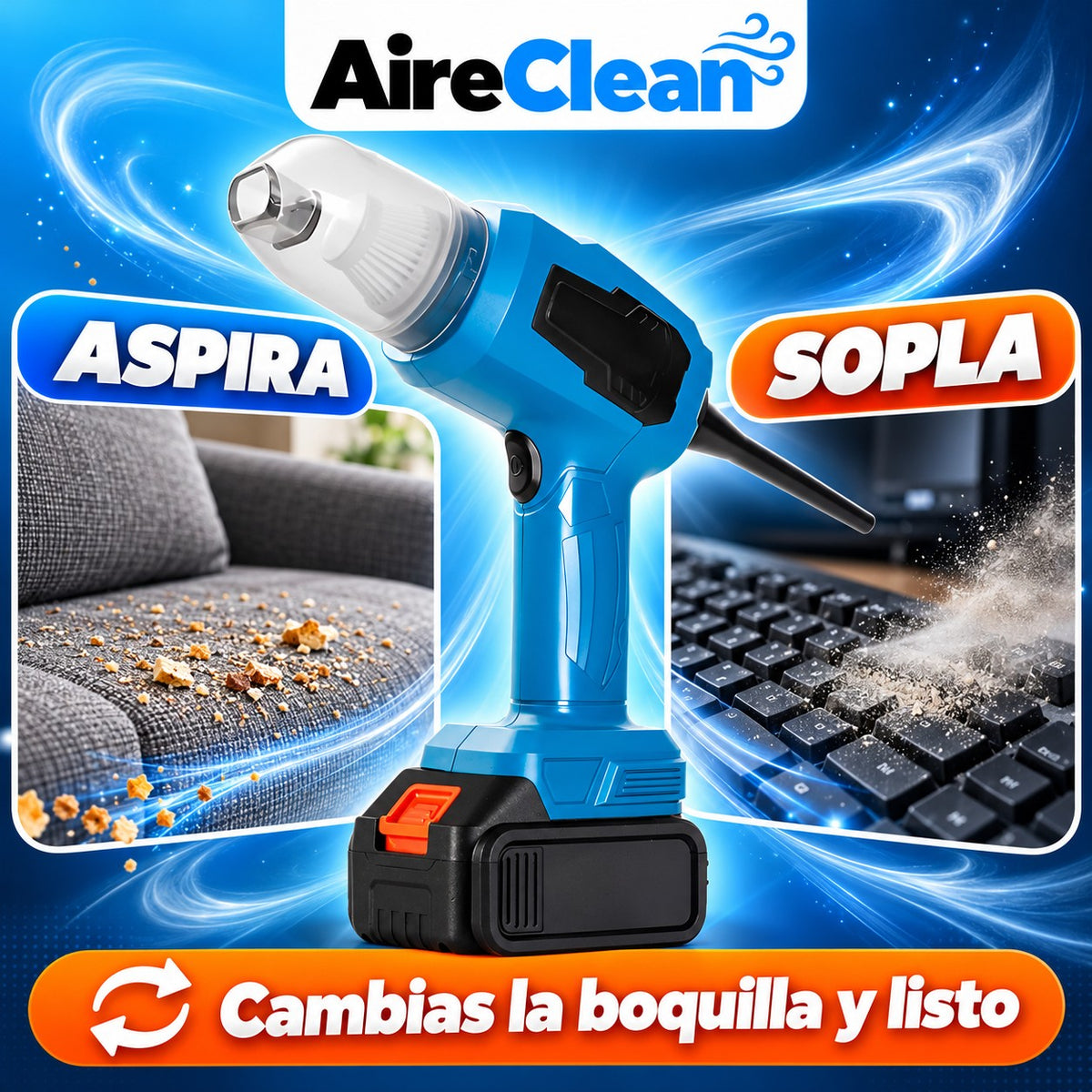 AireClean – Aspiradora y Sopladora Inalámbrica 2 en 1