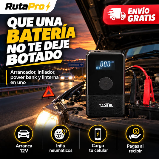 RutaPro 4 en 1 – Arrancador de Batería + Inflador de Neumáticos